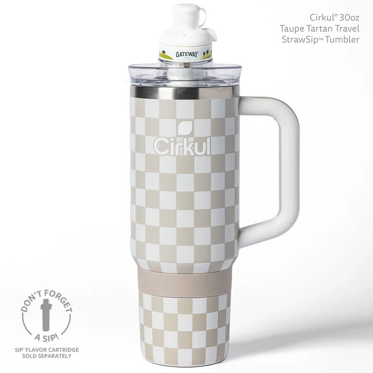 Cirkul 30oz Travel StrawSip Double-Wall Insulated Stainless Steel Tumbler with Handle, Taupe Tart... | Walmart (US)