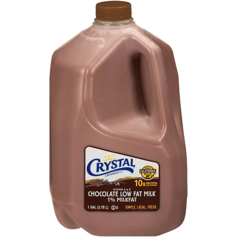 Crystal Creamery 1% Low-Fat Chocolate Milk, Plastic Jug, 1 Gallon,  128 fl oz | Walmart (US)
