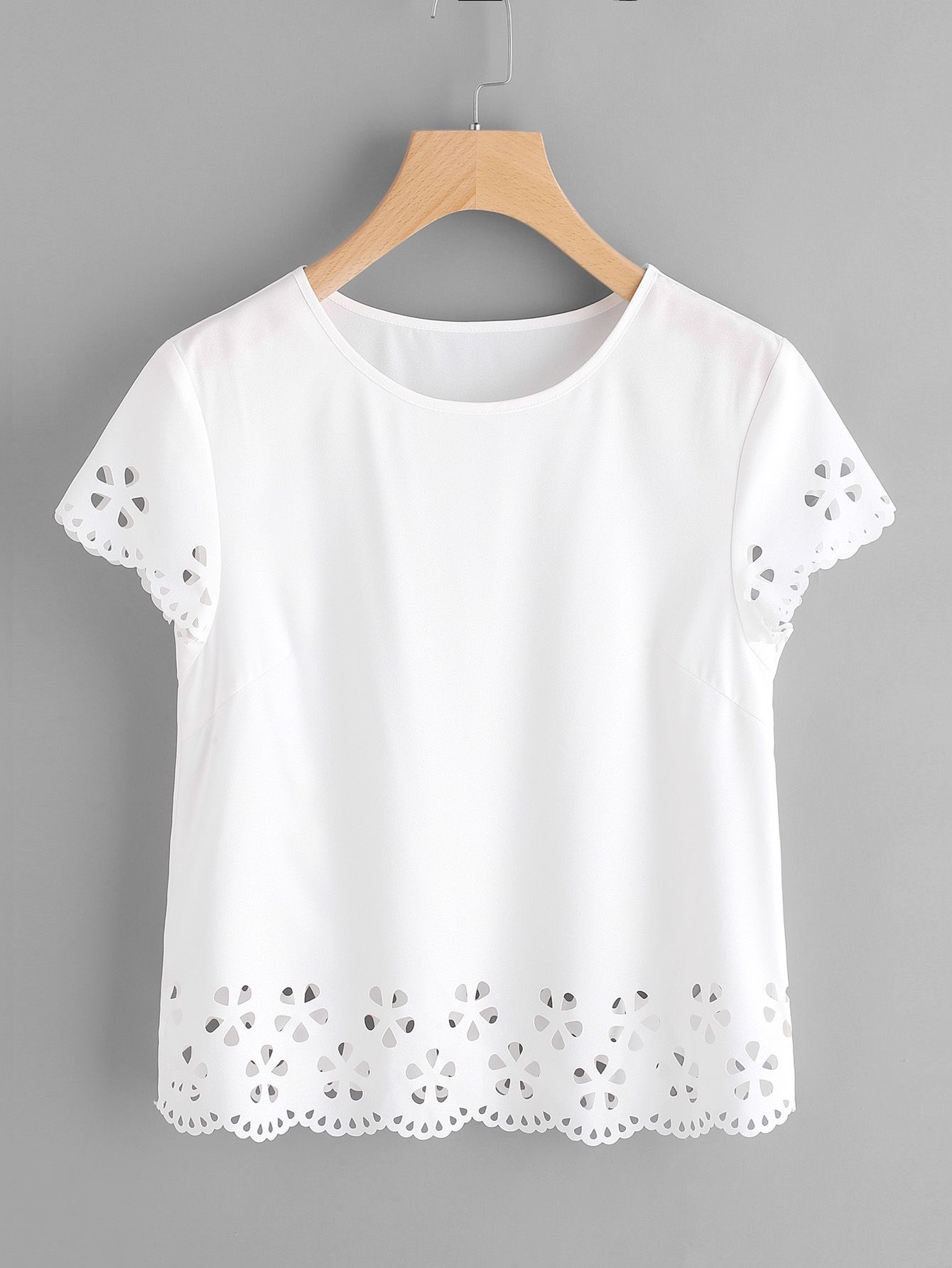 Scallop Edge Laser Cut Top | SHEIN