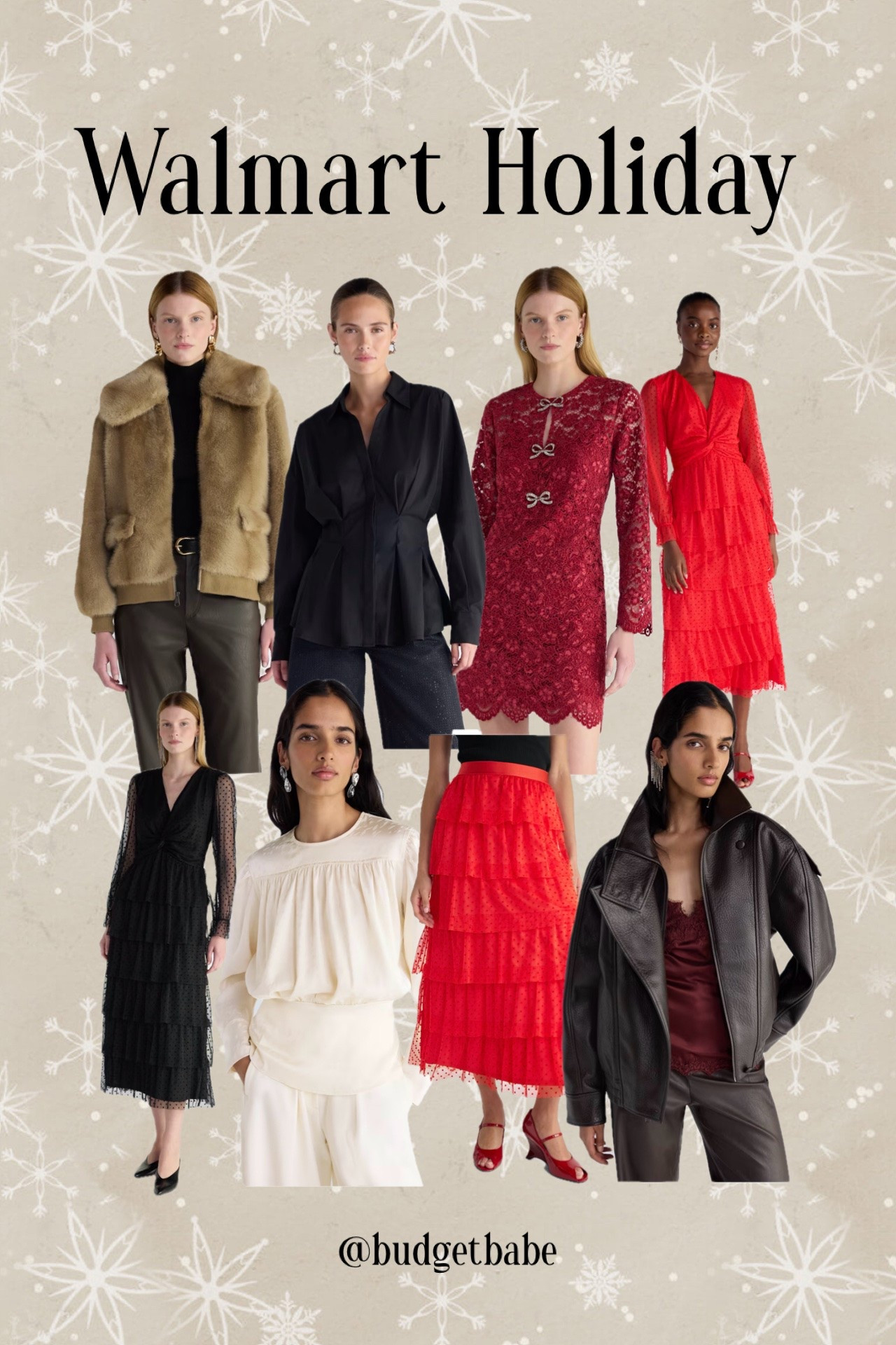 Walmart dropped its first holiday collection! Lace dresses, tulle skirts, faux fur jackets, festive sweaters and more. #walmartholiday #walmartfashion