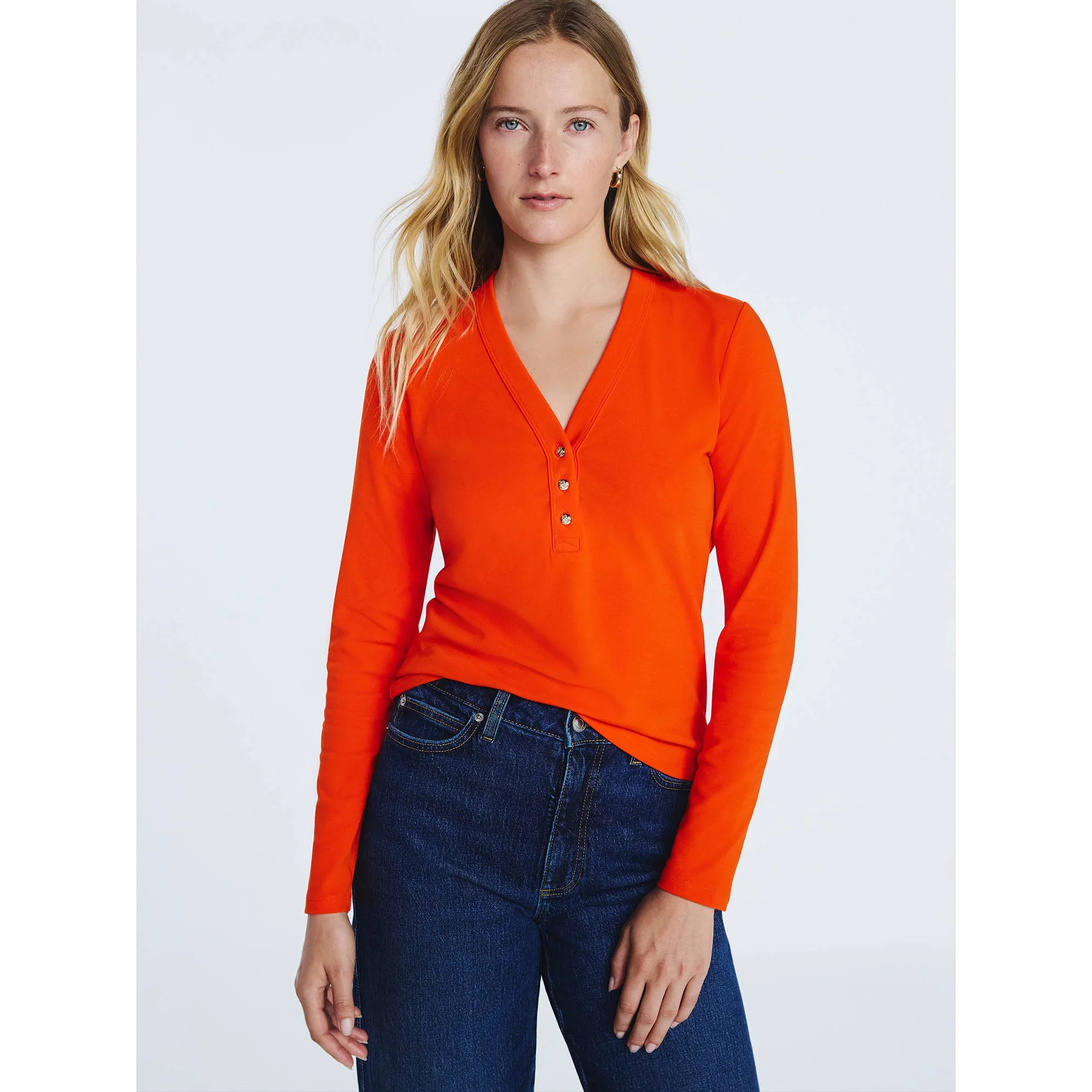 Free Assembly Women's V-Neck Henley with Long Sleeves, Sizes XS-XXL | Walmart (US)