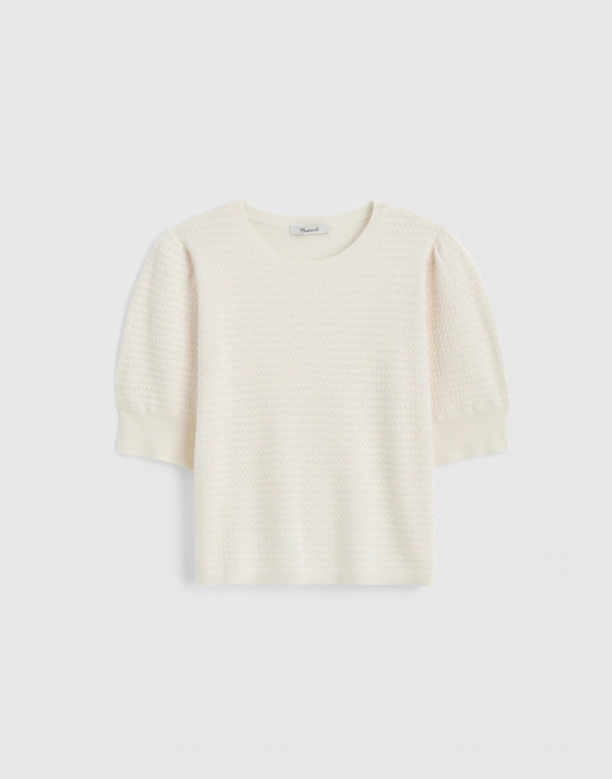 Merino Wool-Silk Blend Puff-Sleeve Sweater Tee | Madewell