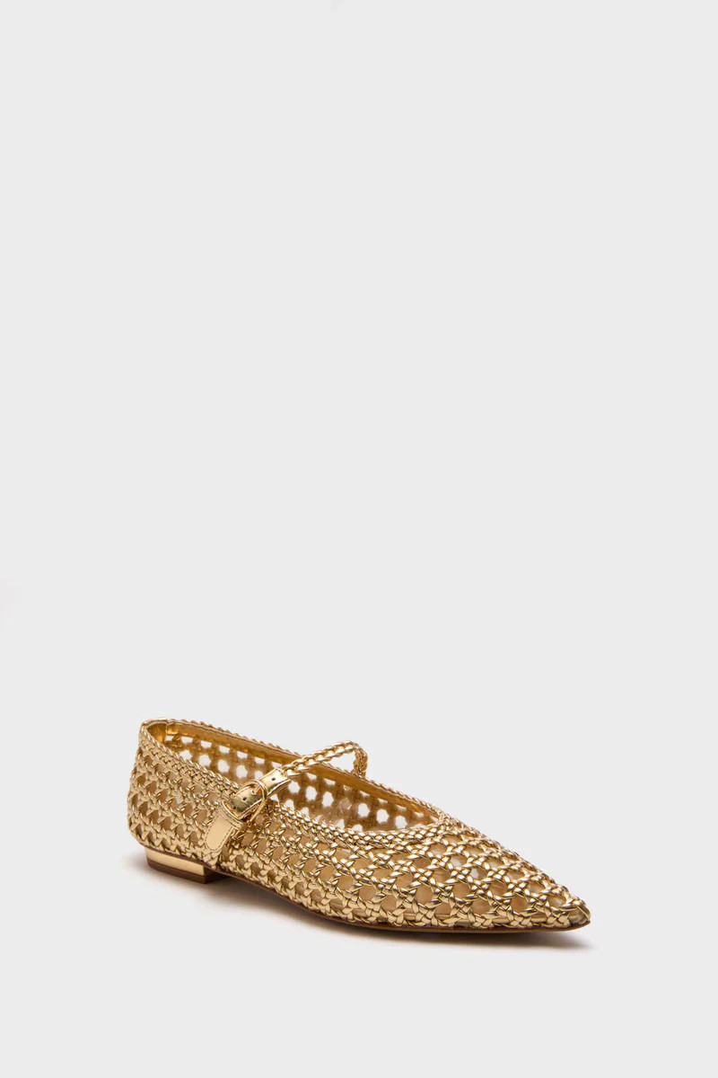 Gold Gracie Pointed Toe Crochet Flats | Tuckernuck (US)