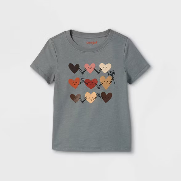 Toddler Boys' Inclusive Hearts Graphic Short Sleeve T-Shirt - Cat & Jack™ Gray | Target