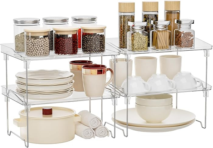 STARLATTA Acrylic Cabinet Organizer Shelf,4 Pcs Stackable Kitchen Counter Shelves,Spice Rack,Coun... | Amazon (US)