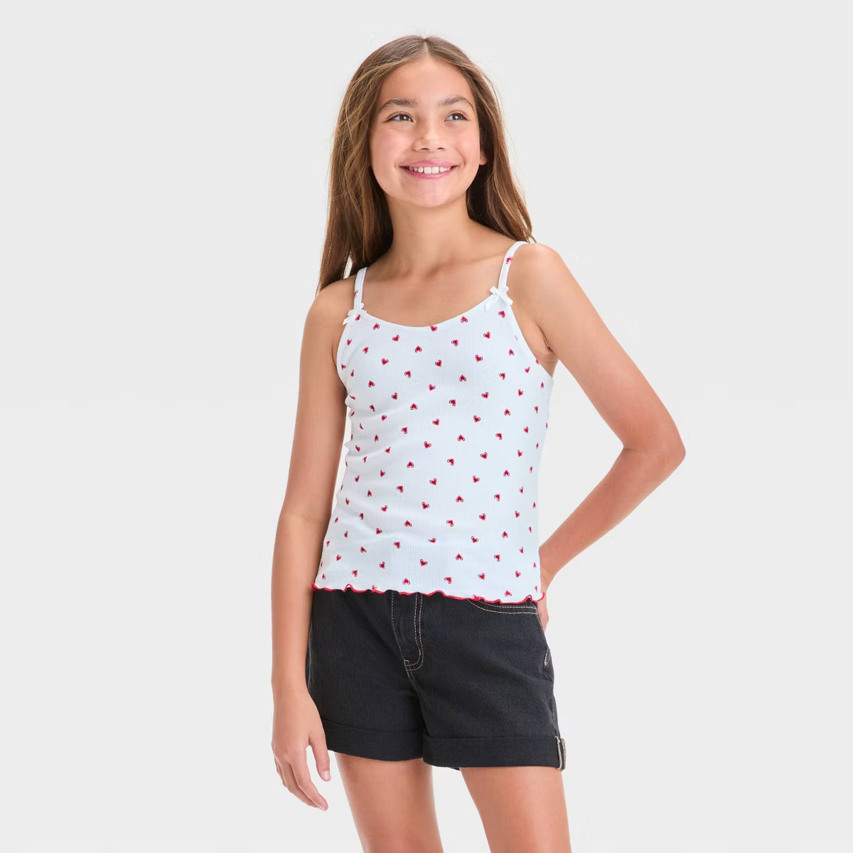 Girls' Bow Tank Top - art class™ White/Red L | Target