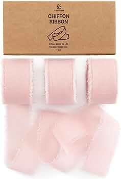 Vitalizart Blush Pink Chiffon Silk Ribbon 1" x 21Yd Fringe Fabric Eco-Friendly Package (3 Rolls *... | Amazon (US)