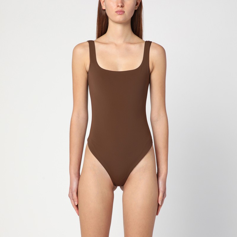 Brown nylon-blend bodysuit | The Double F
