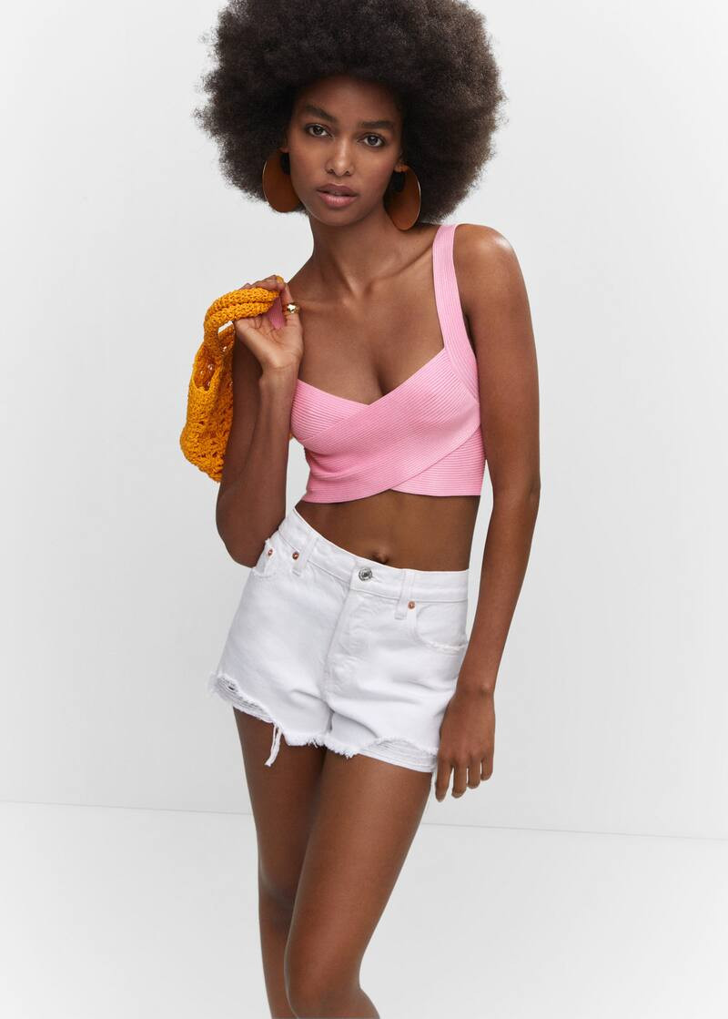 Knitted wrap top -  Women | Mango USA | MANGO (US)