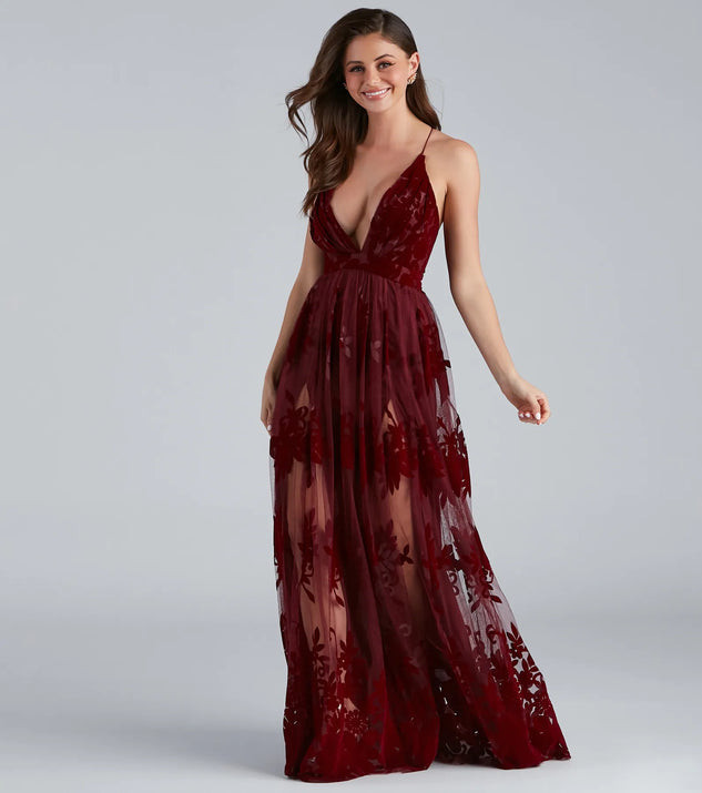 Morgan Formal Flocked Velvet Dress | Windsor Stores