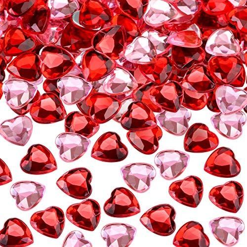 Red/Pink Acrylic Heart for Valentines Day, Wedding Heart Table Scatter Decoration, Flat Back Hear... | Amazon (US)