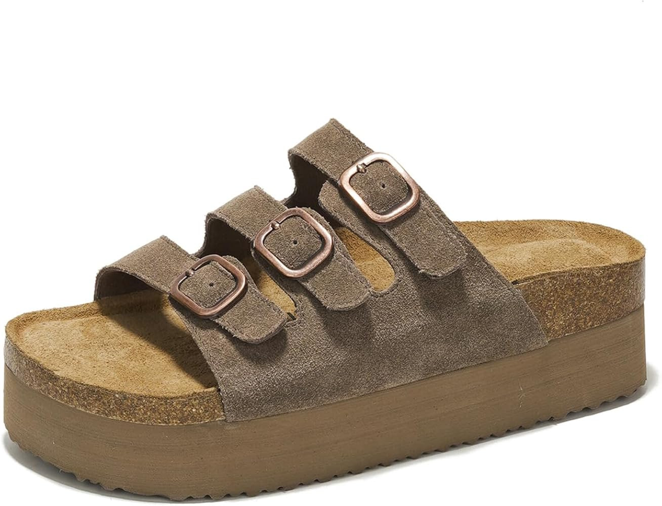 Project Cloud 100% Genuine Suede Womens Sandals - Wedges & Platform Sandals Women with Soft Linin... | Amazon (US)