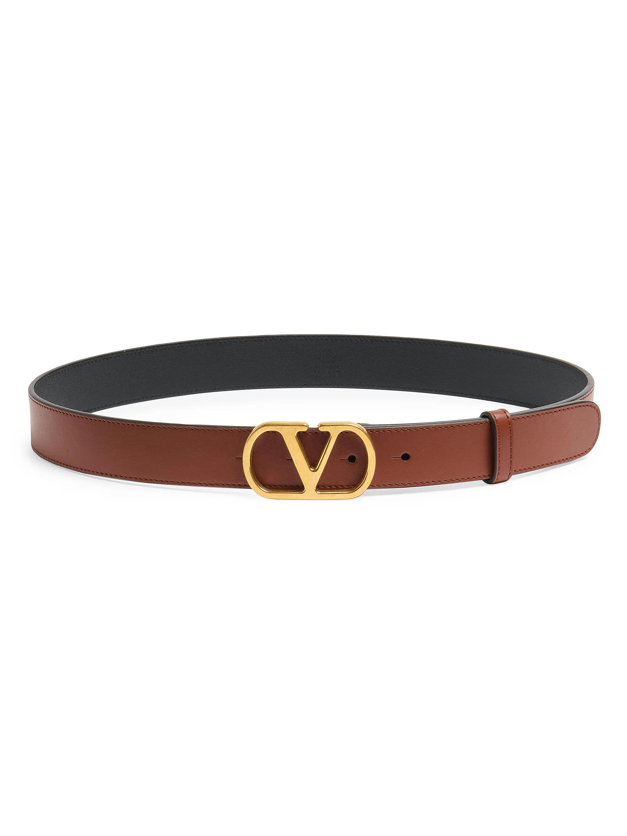 Valentino Garavani VLogo Signature Belt in Shiny Calfskin 30MM | Saks Fifth Avenue | Saks Fifth Avenue