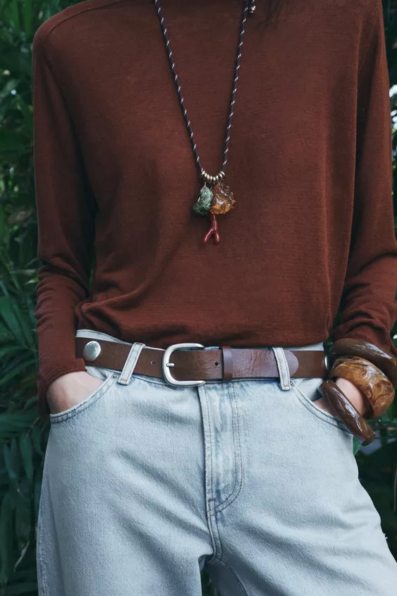 STUDDED LEATHER BELT | Zara UK