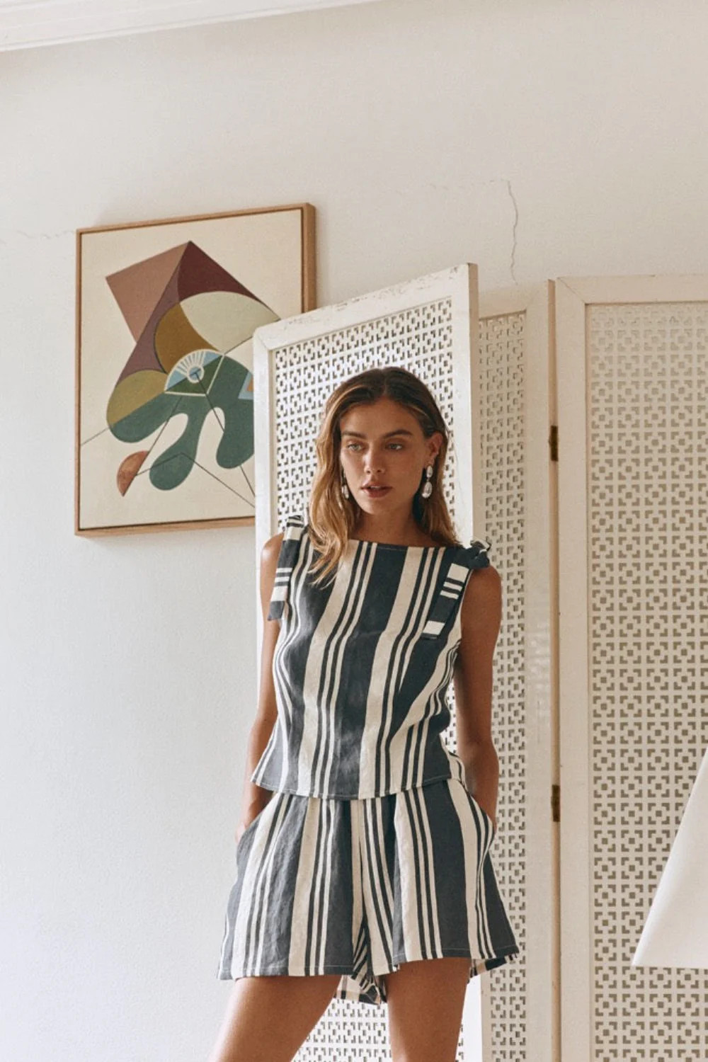 Tara Linen Shorts Stripe | VRG Grl