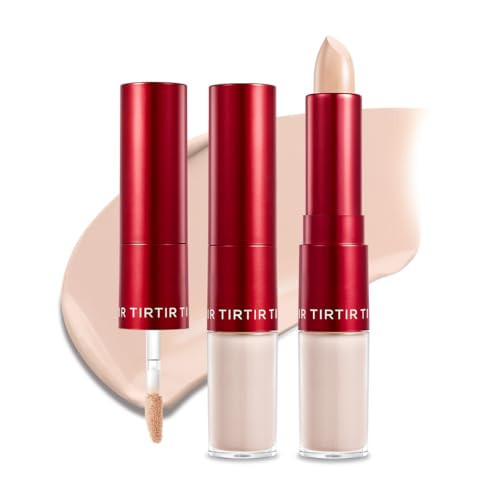 TIRTIR Glide&Hide Blurring Concealer - Creamy texture, Conceals dark circles and wrinkles, Dual formula (liquid tip & balm stick), Long-lasting wear, Korean Makeup, #2C, 0.28 Oz | Amazon (US)