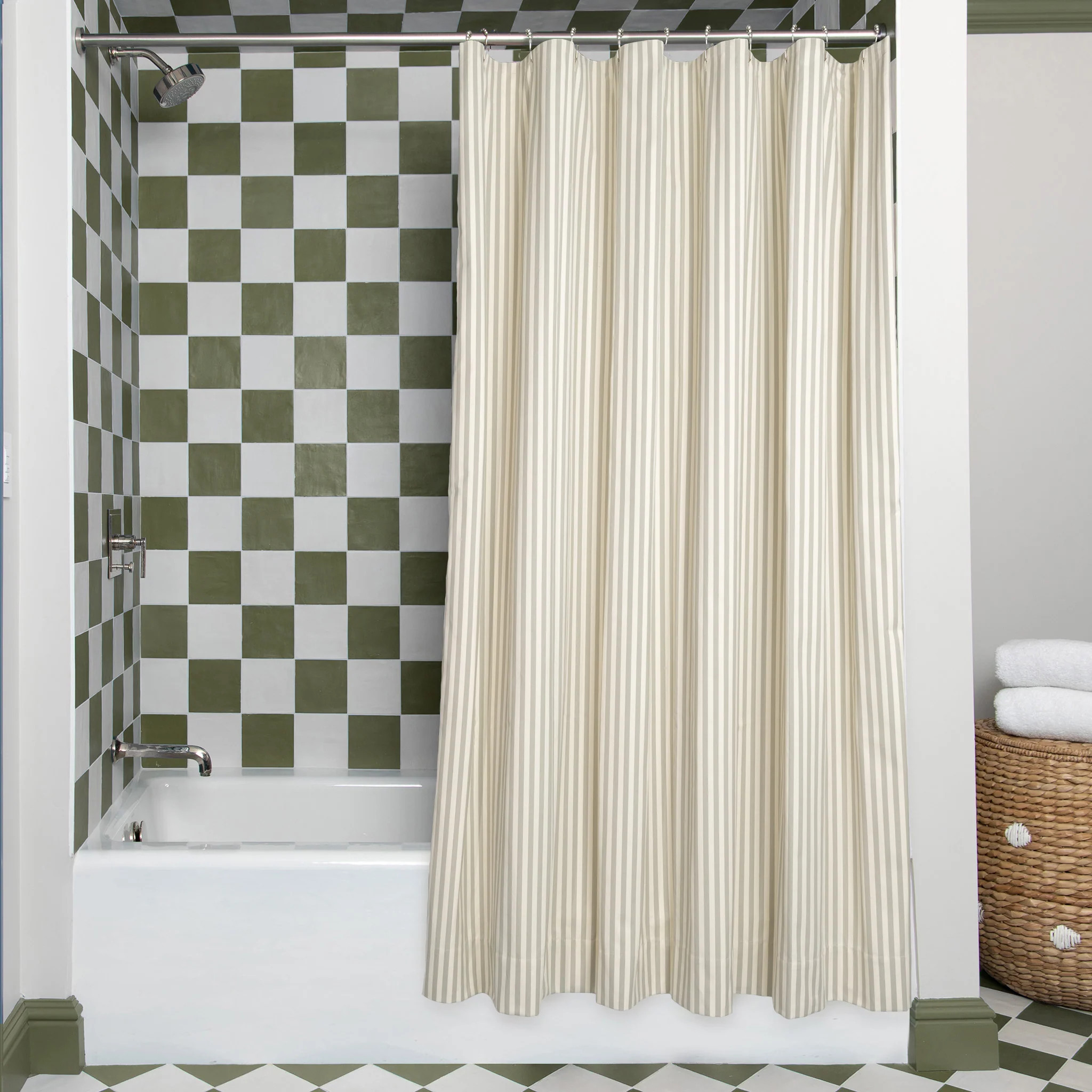 Sage Green Shower Curtain: Louisa Sage | Pepper Home | Pepper Home