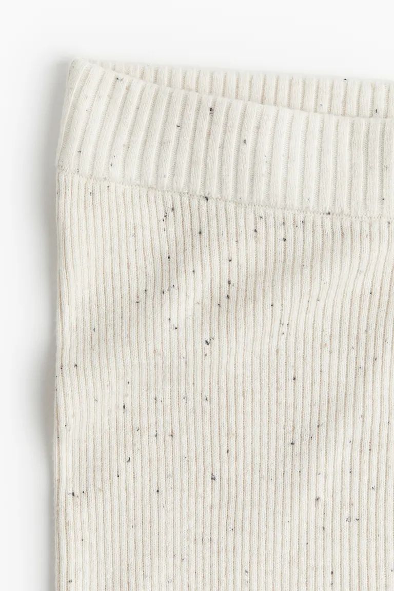 Rib-knit Shorts - Natural white/nepped - Ladies | H&M US | H&M (US + CA)