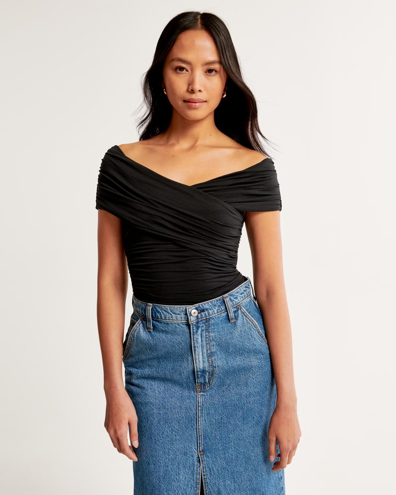 Cotton-Modal Ruched Wrap Top | Abercrombie & Fitch (US)