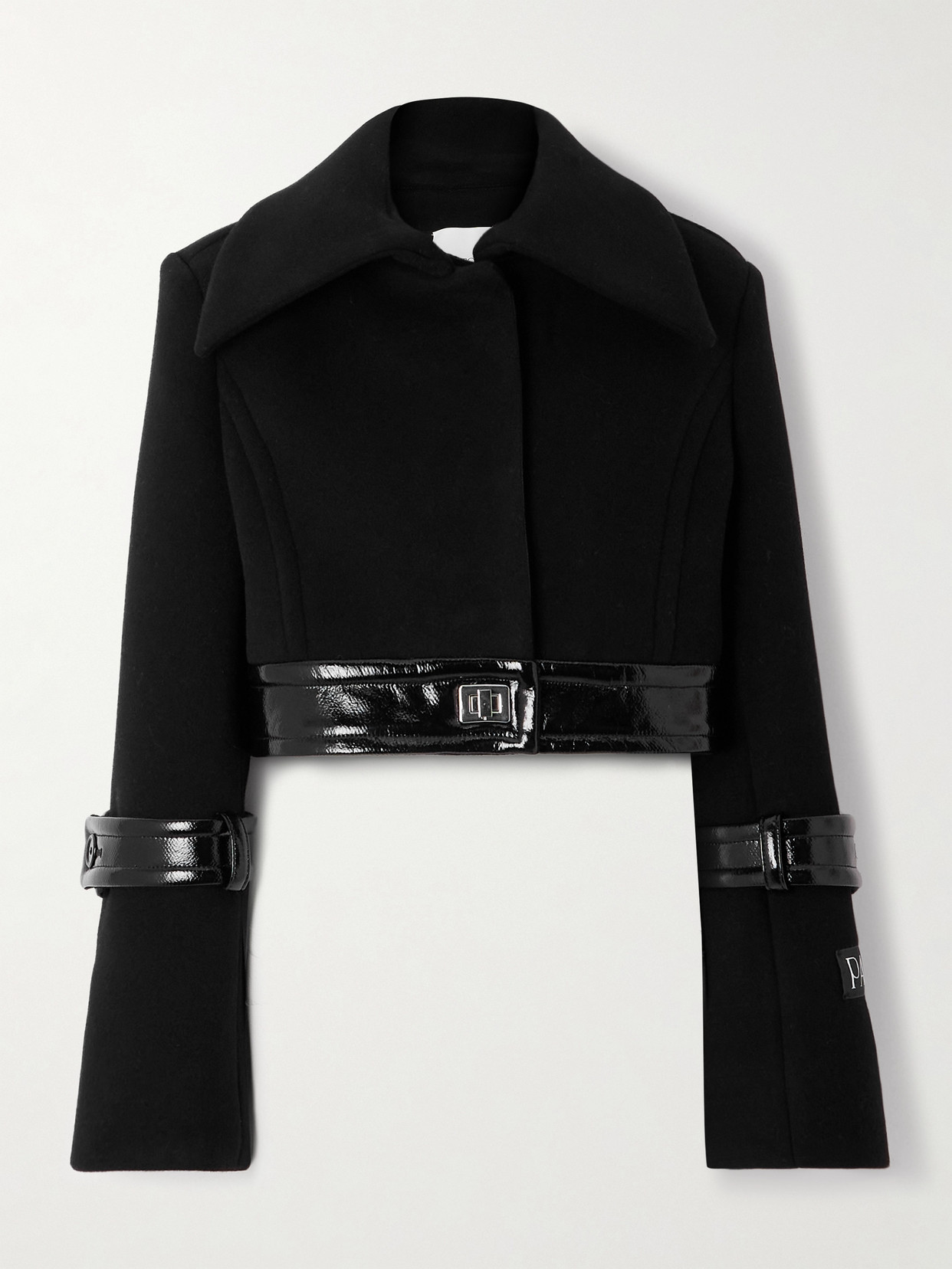 Patou - Belted Coated-trimmed Brushed Wool-blend Jacket - Black | NET-A-PORTER (US)
