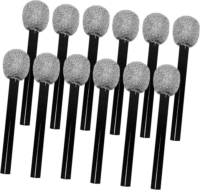 Windy City Novelties (12 Pack) Silver Glitter Pretend Toy Microphone for Kids Party Favors | Amazon (US)