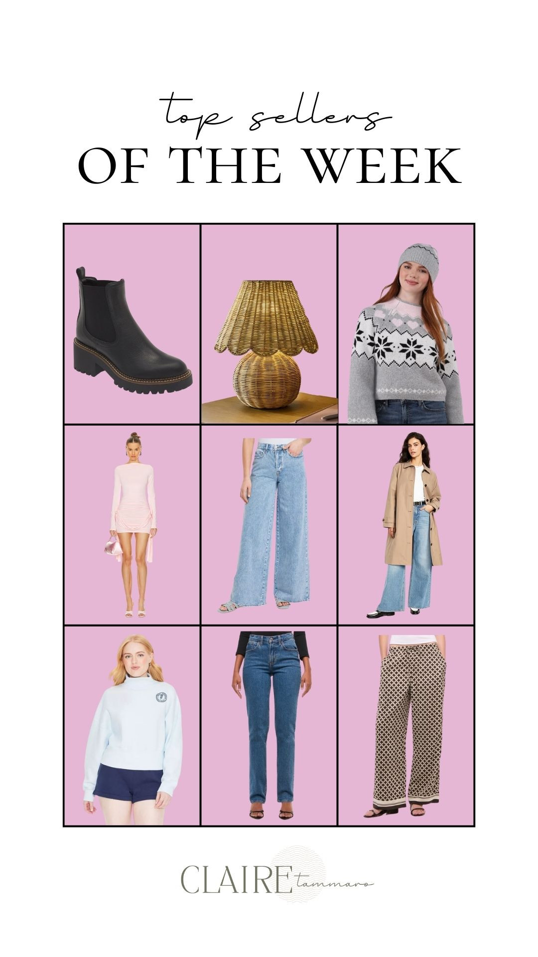 Top Sellers of the Week💘

top sellers, top sellers of the week, nordstrom booties, target wicker lamp, walmart sweater, beanie, old navy trench coat, resort wear pants, Claire Tammaro 

 #LTKHome #LTKFindsUnder100 #LTKStyleTip