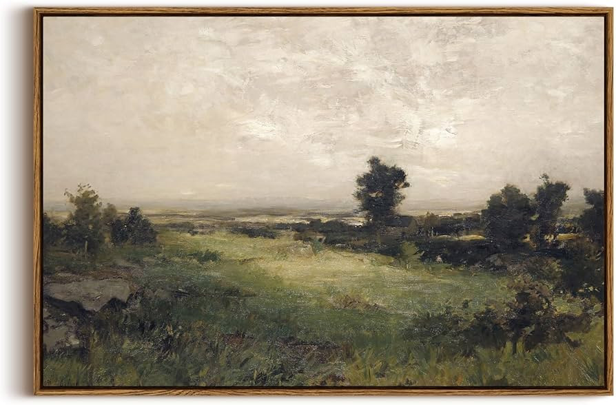 InSimSea Framed Canvas Wall Art Vintage Decor, Large Wall Art, Wild Field Landscape Painting Prin... | Amazon (US)