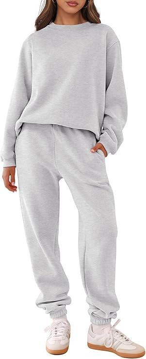 ANRABESS Women's Two Piece Outfits Lounge Set Long Sleeve Crewneck Sweatshirt Jogger Pants Tracks... | Amazon (US)
