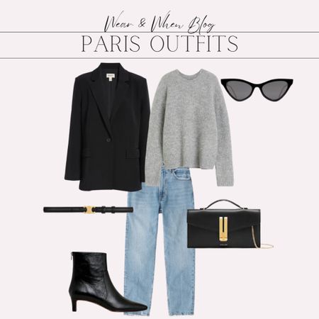 Paris outfit idea / fall outfit idea 
Oversized blazer
Grey sweater
Straight leg jeans
Black booties


#LTKstyletip #LTKSeasonal #LTKunder100