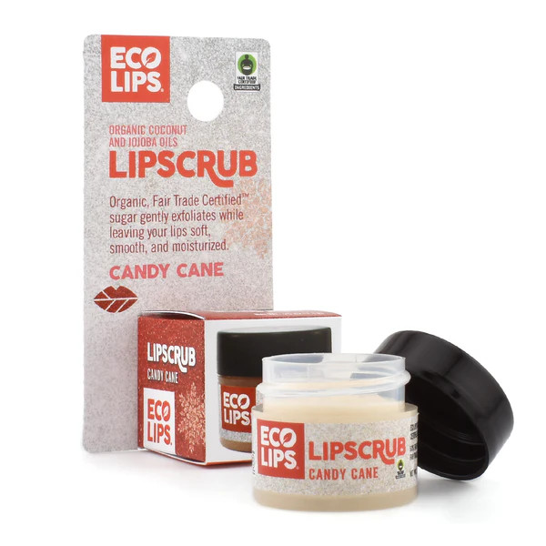 Holiday Candy Cane Vanilla Mint Sugar Lip Scrub 0.25 oz. | Eco Lips