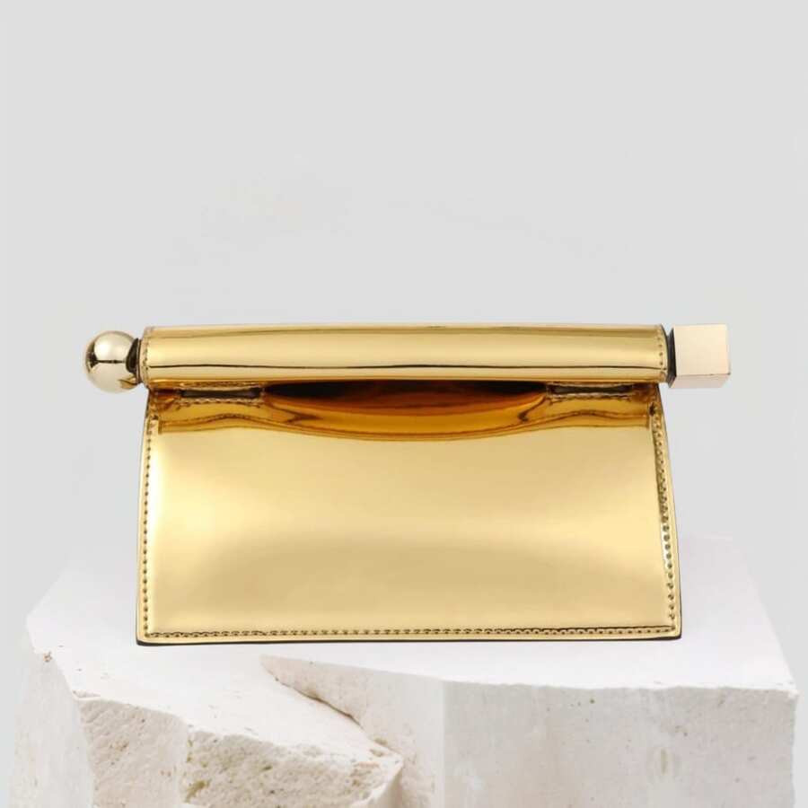 LocalShiny Metallic PU Leather Purse Bag Novel Square Glossy Folding Handbag For Dinner Wedding B... | SHEIN
