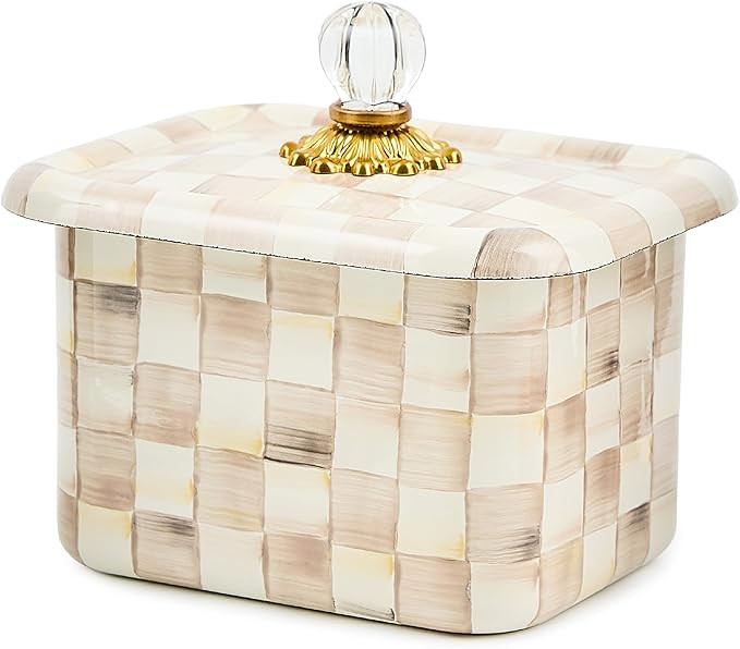 MACKENZIE-CHILDS Enamel Recipe Box, Index Card Box with Lid, Includes 40 Recipe Cards, Brown-and-... | Amazon (US)