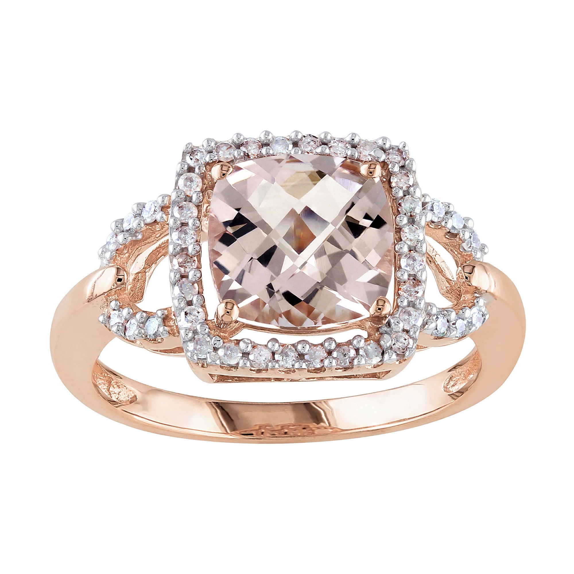 Genuine Morganite and Diamond 10K Rose Gold Ring | JCPenney