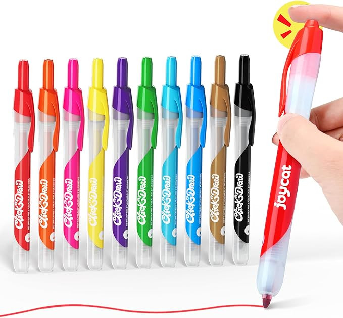 JoyCat Click Washable Markers for kids with Retractable Tips,10 Colors Markers Set,retractable ma... | Amazon (US)