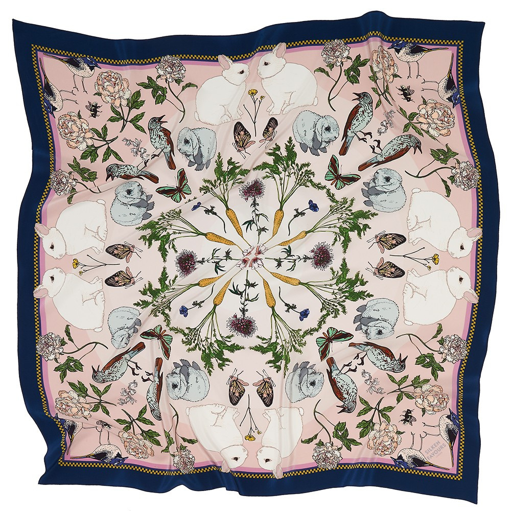 Silken Favours Spring Creams Silk Square Scarf | Fortnum & Mason