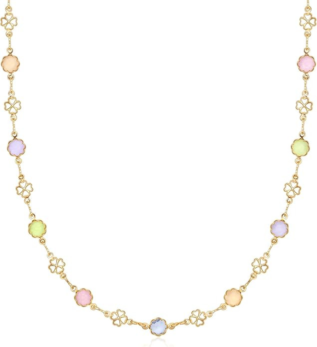 Barzel 18K Gold Plated Multicolor Flower Necklace for Women, 16-24 Inches With 2 Inches Extension... | Amazon (US)