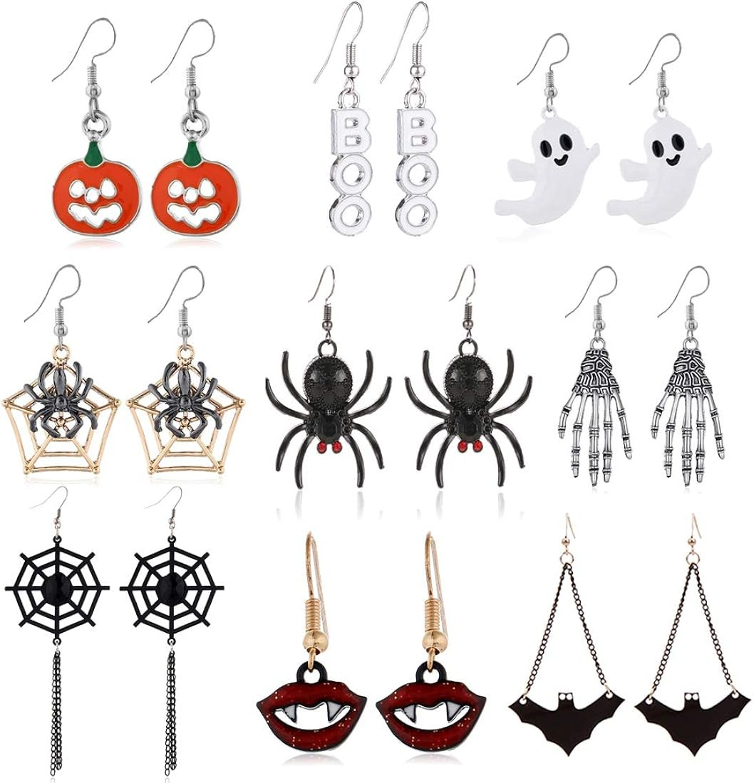 Halloween Earrings for Women Halloween Theme Earrings Pumpkin Spider Drop Dangle Earring for Girl... | Amazon (US)