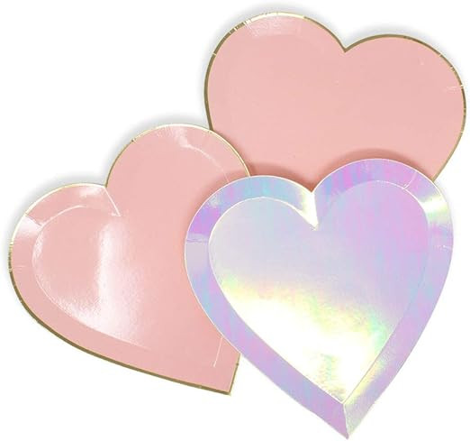 Just Artifacts 24pcs Assorted Heart Shaped 7-Inch Party Paper Plates - Decorative Tableware for B... | Amazon (US)