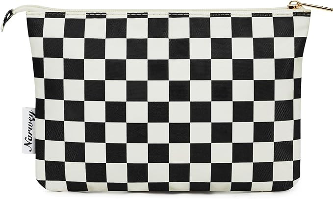Narwey Small Checkered Makeup Bag for Purse Small Cosmetic Bag Women Travel Makeup Pouch Zipper P... | Amazon (US)