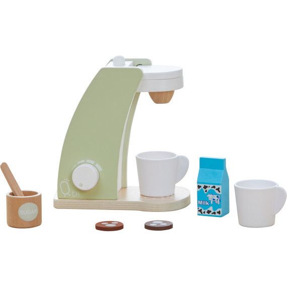 Little Chef Frankfurt Wooden Coffee Machine Accessories, Green | Maisonette