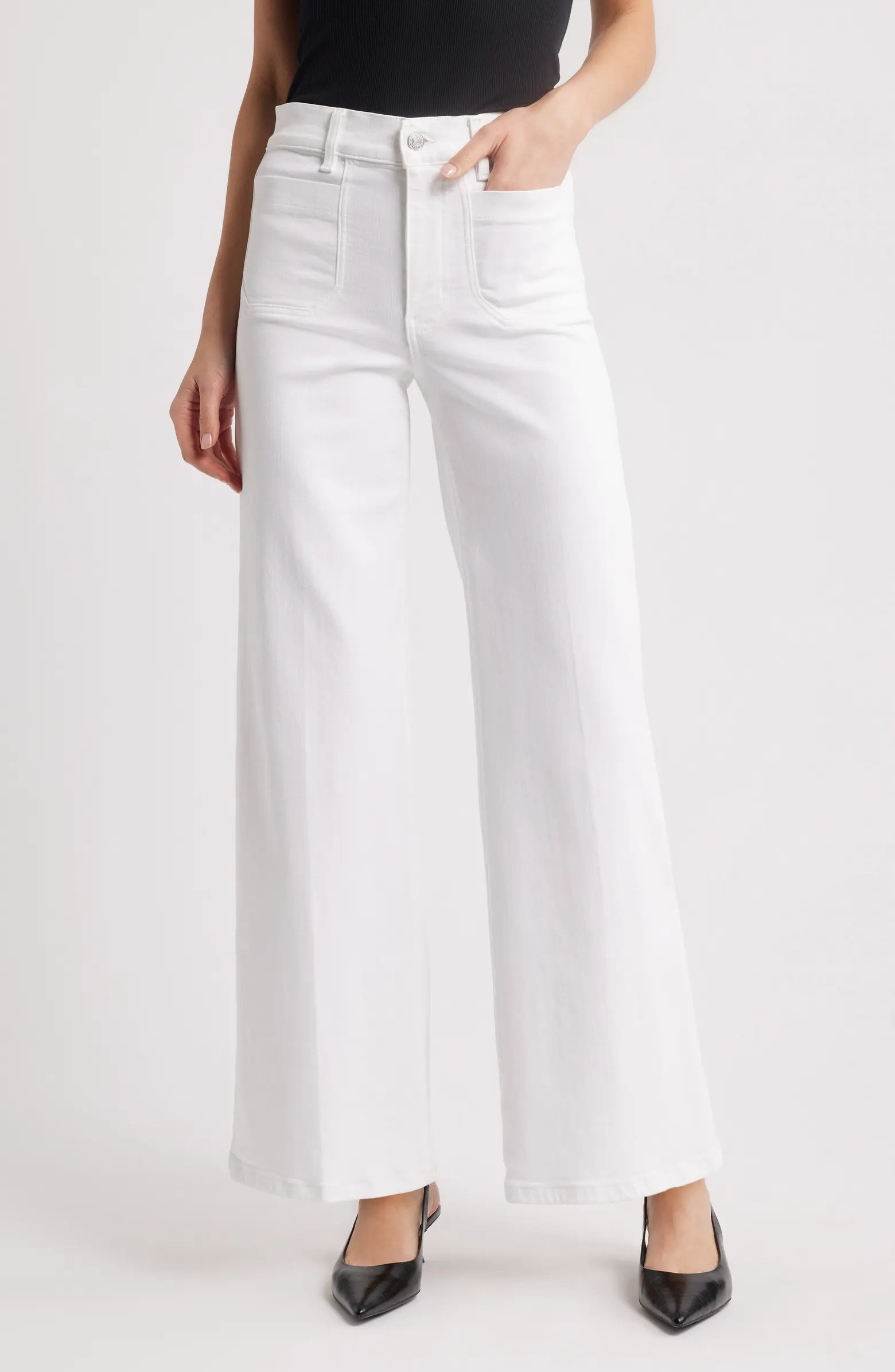 FRAME Le Pixie Slim Palazzo Patch Pocket High Waist Wide Leg Jeans | Nordstrom | Nordstrom