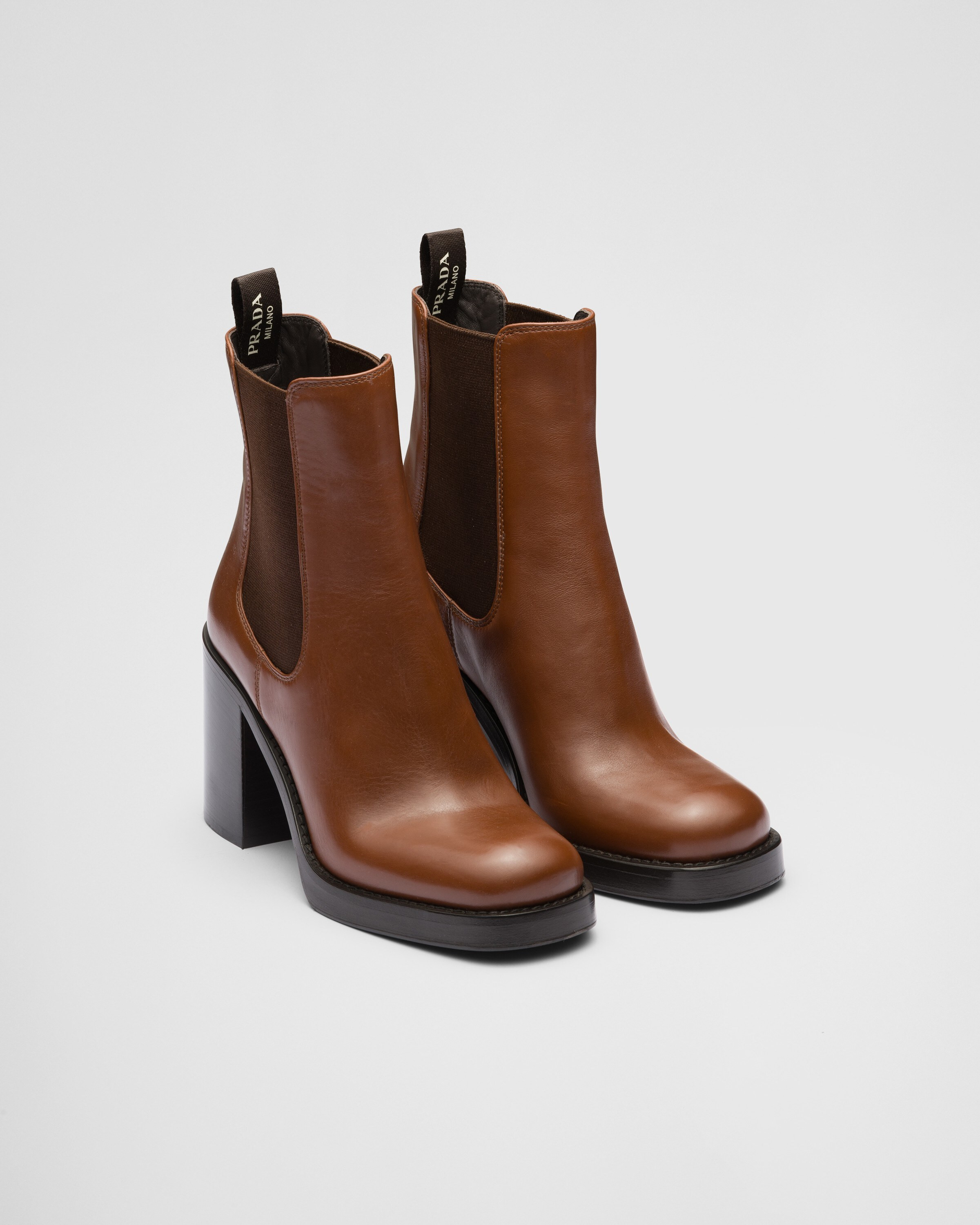 Leather booties | Prada US