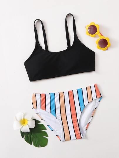 Girls Striped Bikini Swimsuit | SHEIN