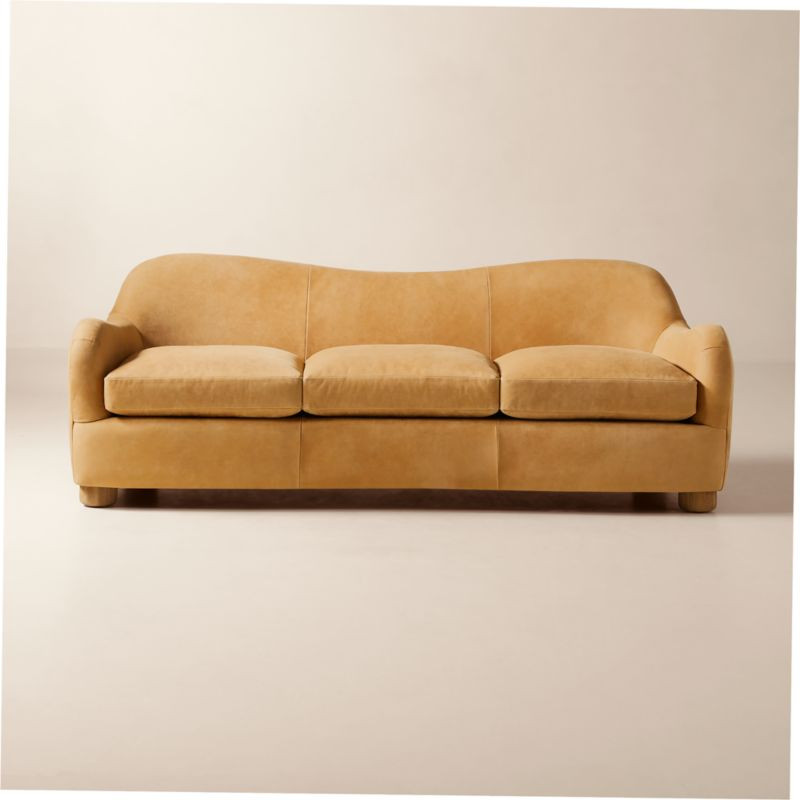 Bacio 86.5" Caramel Brown Leather Sofa by Ross Cassidy | CB2 | CB2