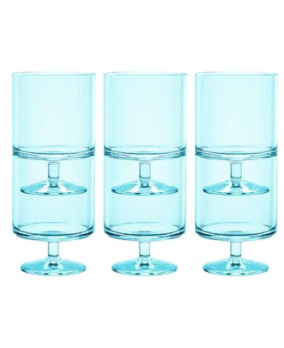 Acrylic Stacking Wine Glass - Aqua - 9.4 oz - Set of 6 | Amazon (US)