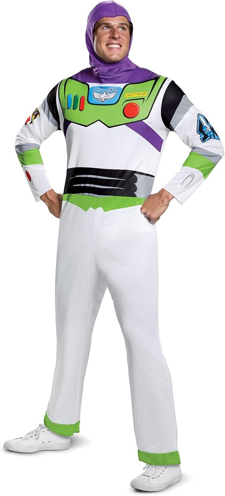 Disney Toy Story Buzz Lightyear Adult Costume, Officially Licensed Halloween Outfit with Hood | Amazon (US)