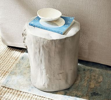 Faux Bois 14" Stump Accent Table | Pottery Barn (US)