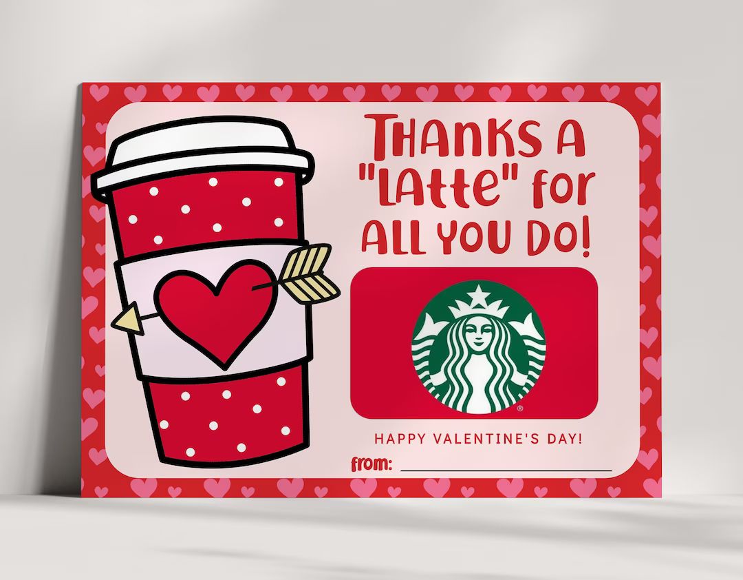 Coffee Gift Card Holder - Happy Valentines Day - Printable - Valentine Teacher Present - Thanks a... | Etsy (US)