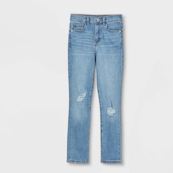 Girls' Distressed High-Rise Girlfriend Jeans - art class™ Medium Wash | Target