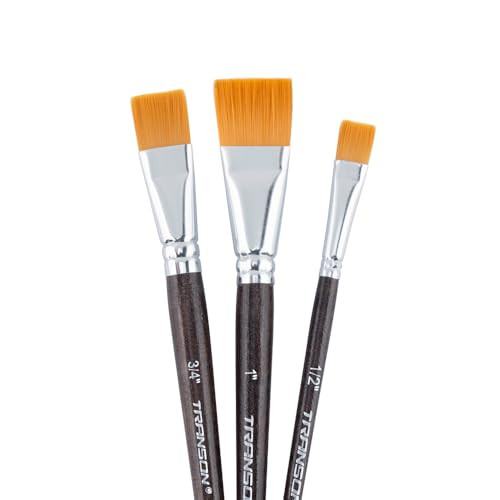 Transon Flat Paint Brush Set 3pcs for Acrylic Watercolor Gouache Oil and Body Painting | Amazon (US)